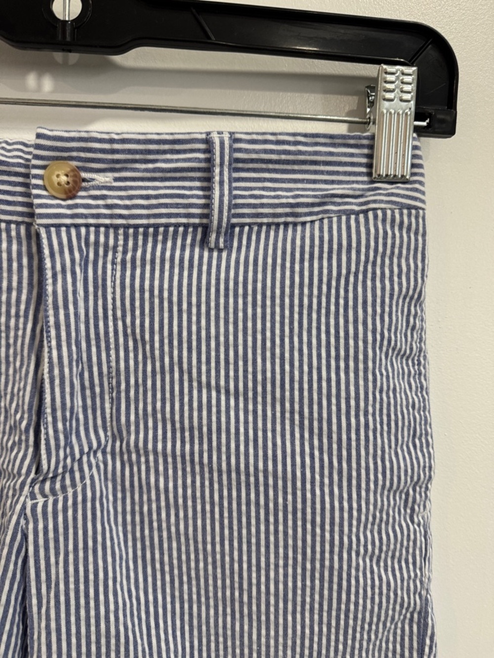 Polo Ralph Lauren Boys Sz10 Blue White Striped Seersucker Shorts Classic Preppy - Picture 2 of 9